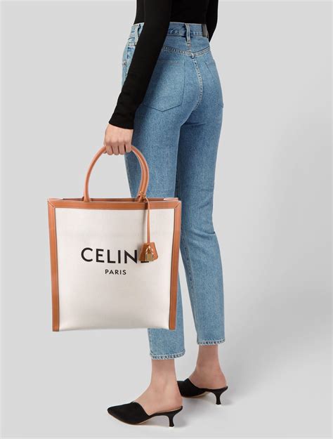 celine white canvas tote bag|celine vertical cabas tote.